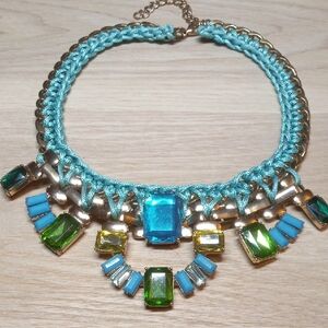 Elegant Blue and Green Statement Necklace